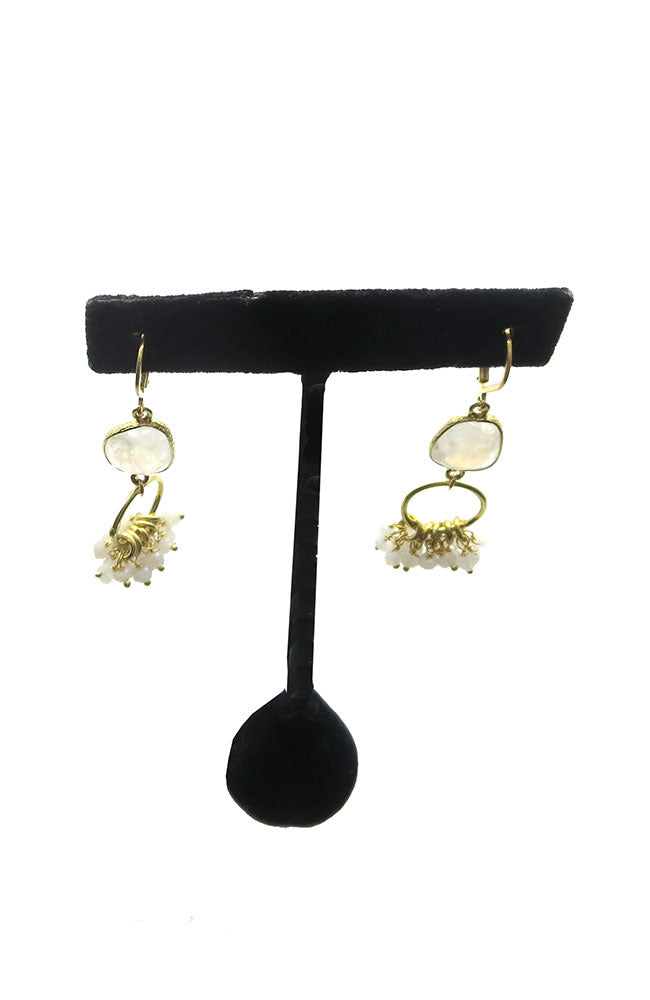 Moonstone Circle Tassel Earring