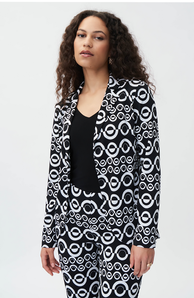 Print Blazer in Black Vanilla