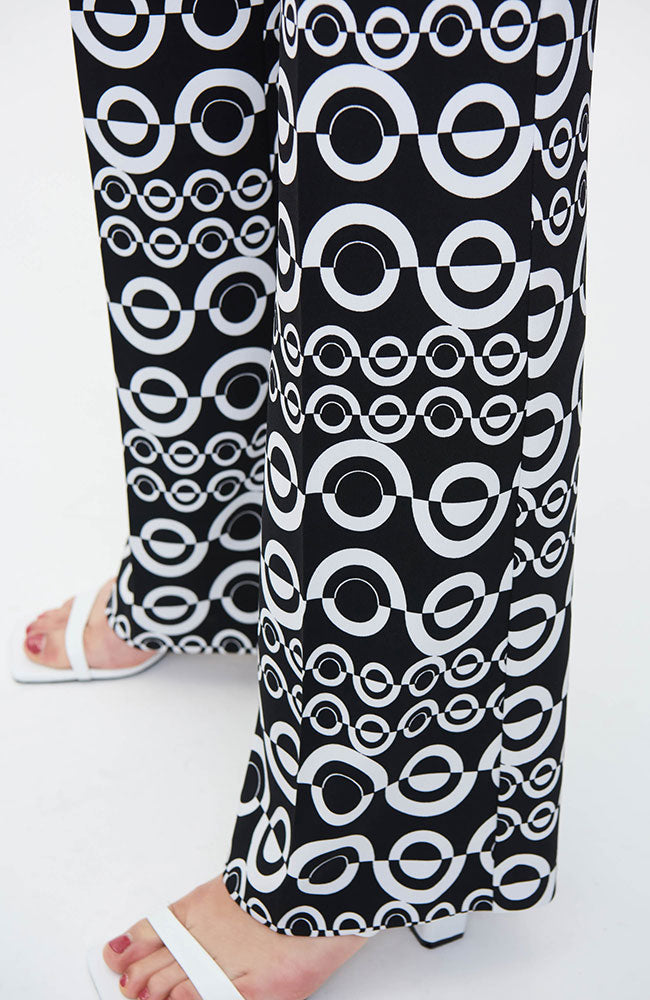 Print Flare Pant Black Vanilla
