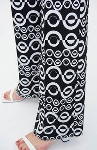 Print Flare Pant Black Vanilla