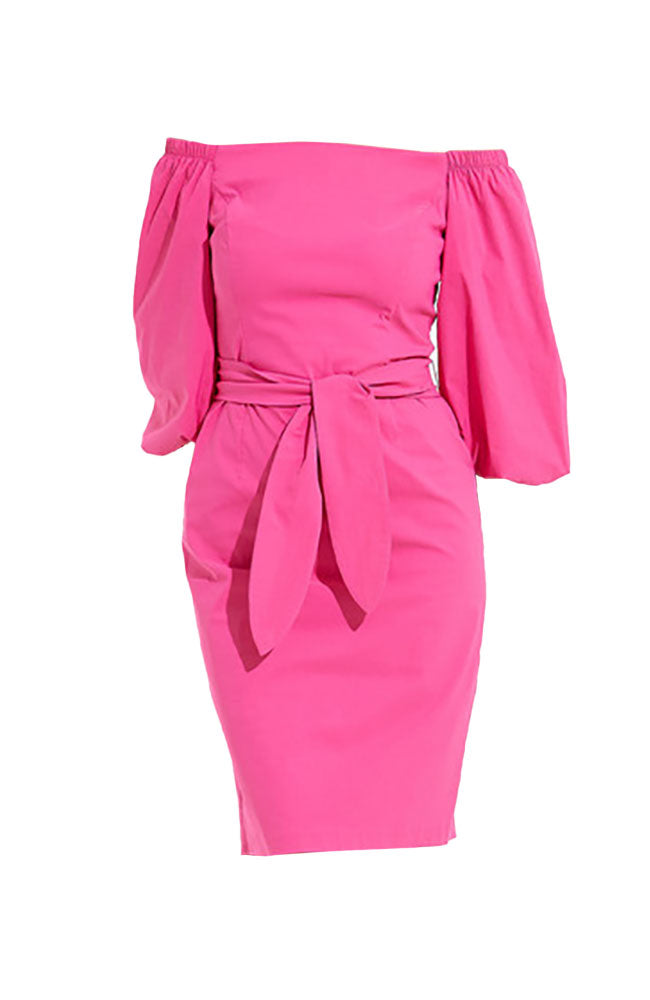 Puff Sleeve Sheath Dress