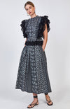 Alexis Skirt in Black Floral Stripe