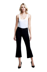 Kendra HR Crop Flare Jean in Black