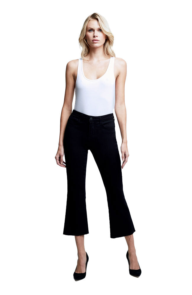 Kendra HR Crop Flare Jean in Black