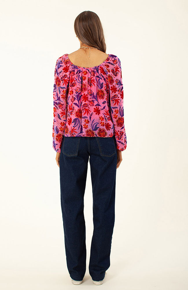 Pink Tie Neck Top