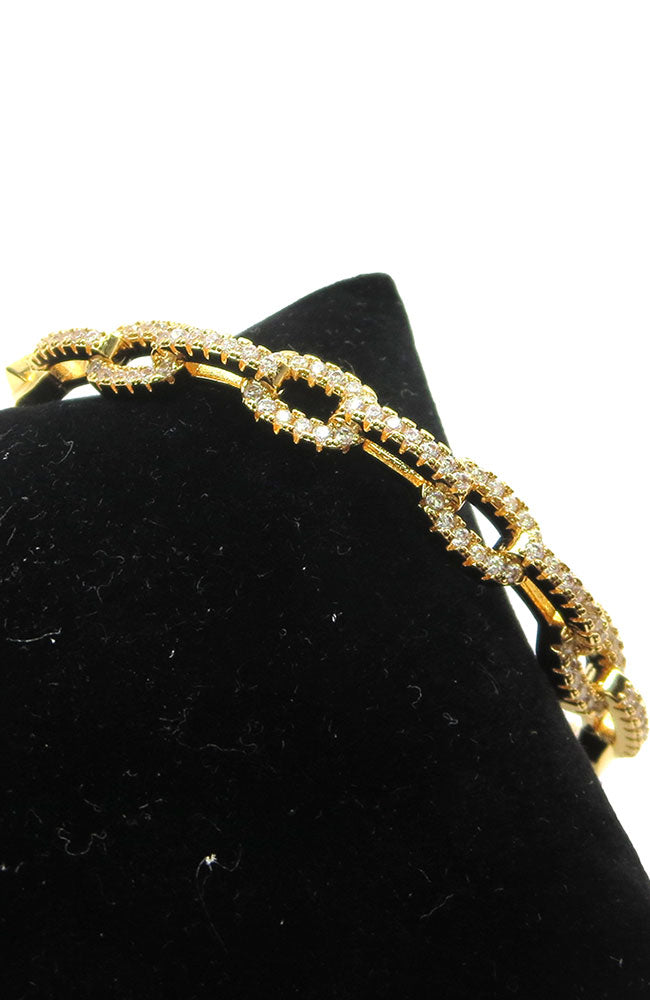 Alternate Interlocking CZ Circles Bracelet Gold