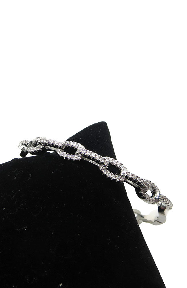 Alternate Interlocking CZ Circles Bracelet Silver