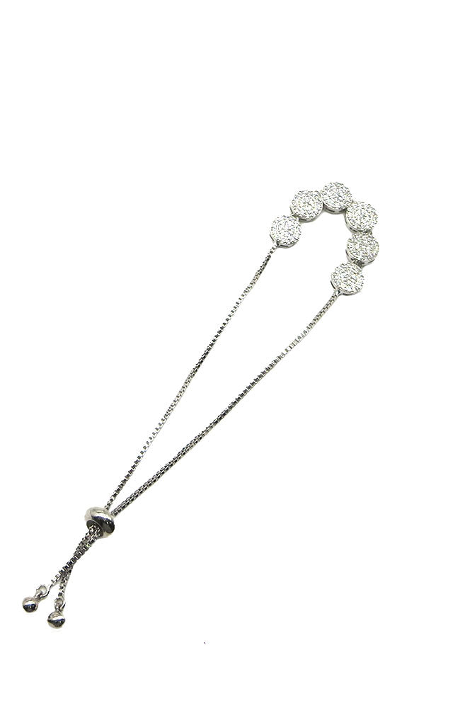 Sliding CZ Circles Bracelet Silver