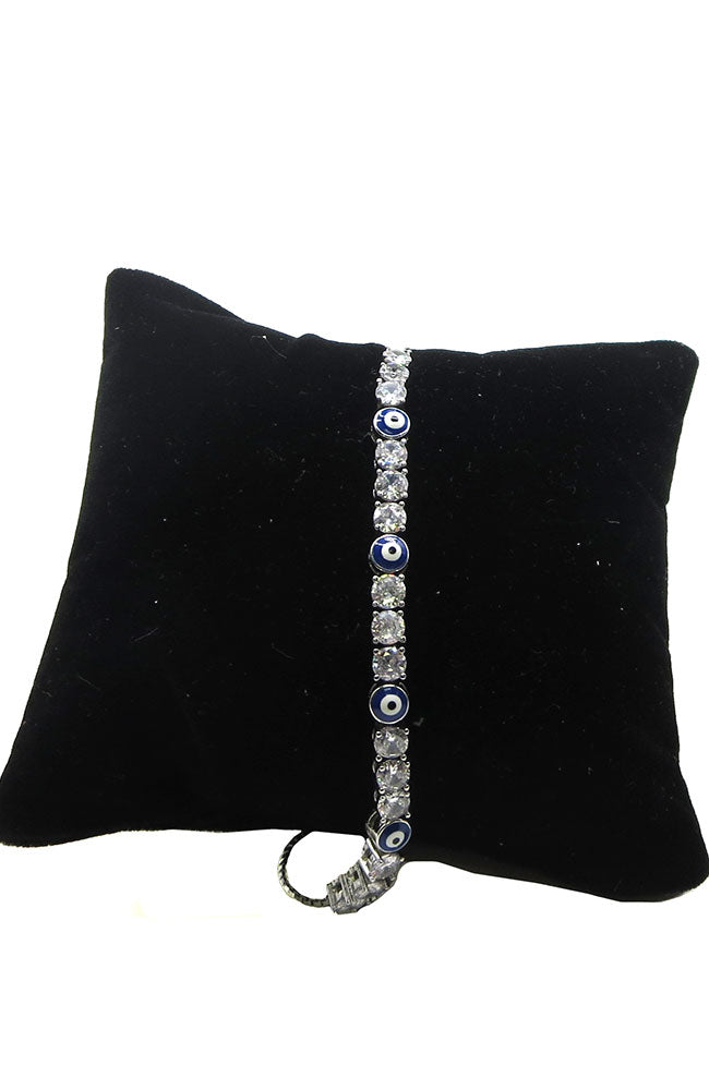 Sliding CZ EE Bracelet Silver