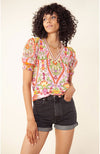 Puff Short Sleeve Top in Pink