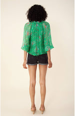 Long Sleeve Tie Top Emerald