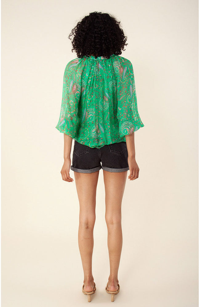 Long Sleeve Tie Top Emerald