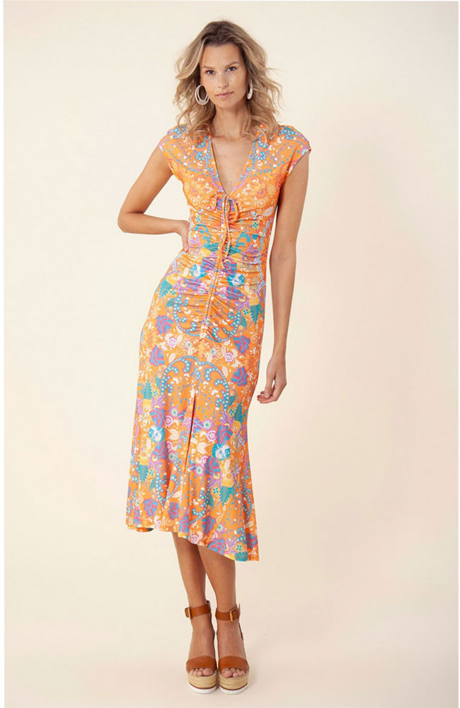 Short Sleeve Maxi Dress Orange