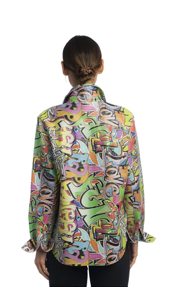 Digital Print Leather Shirt Jacket