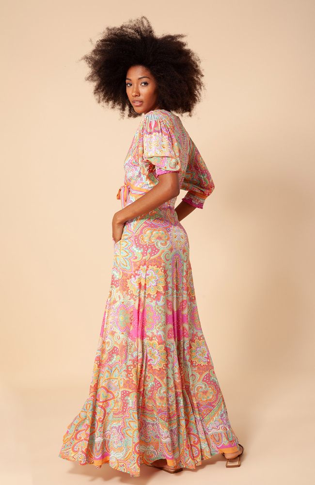 Short Sleeve Maxi Dress in Pink