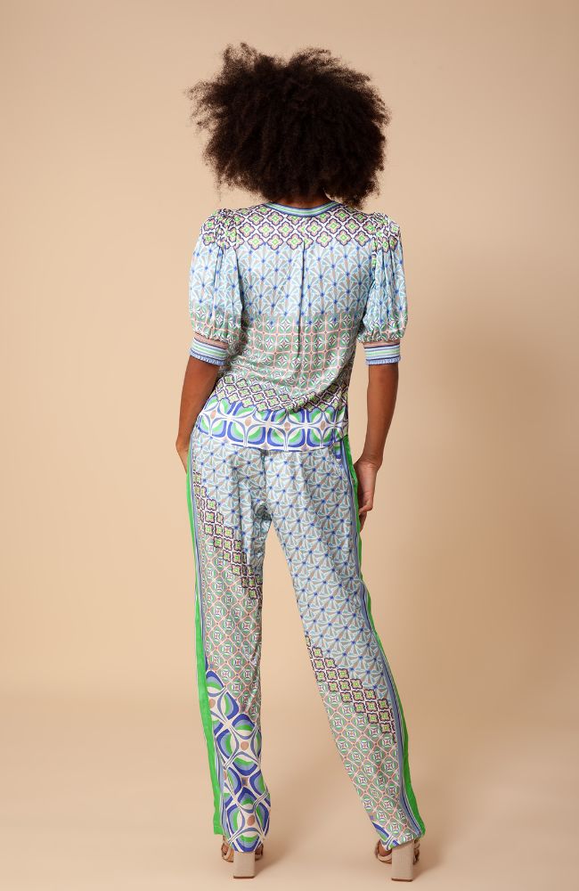 Short Sleeve Top Printed Blue