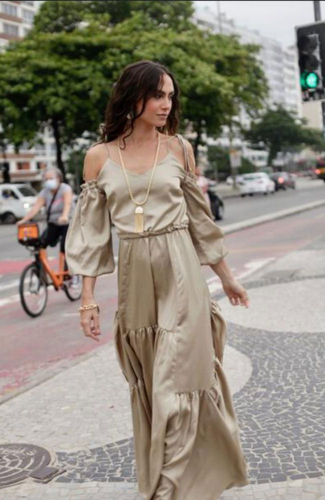 Isabel Cold Shoulder Maxi Dress in Khaki