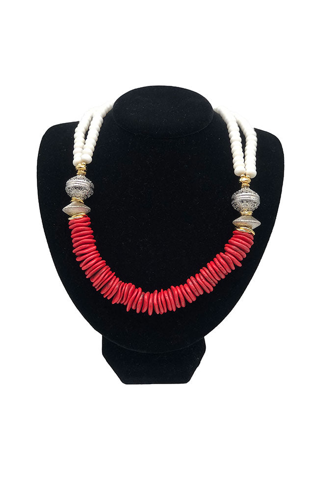 Catania Necklace Coral and White