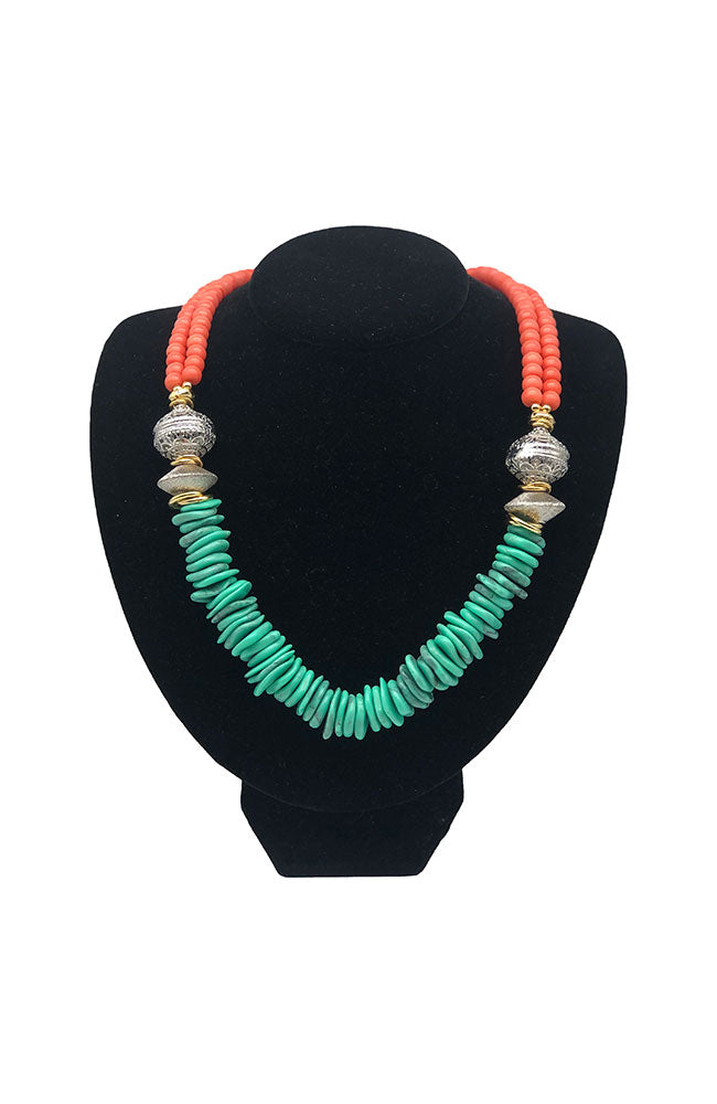 Catania Necklace Turquoise and Coral