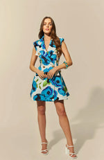 Rory Sleeveless Mini Dress - Floral Blue