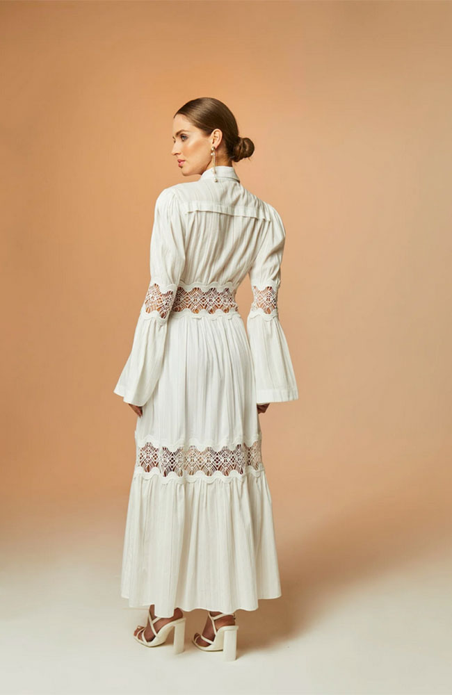 Clair Collared Lace Maxi Dress