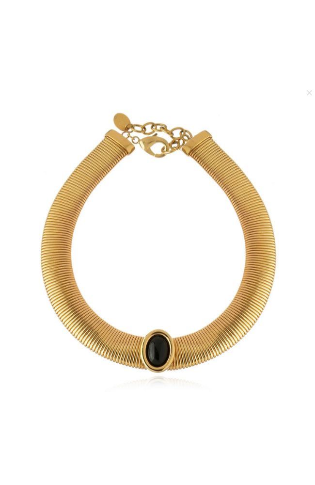Hebe Oval Stone Necklace Black