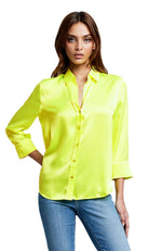Dani 3/4 Sleeve Blouse in Chartreuse