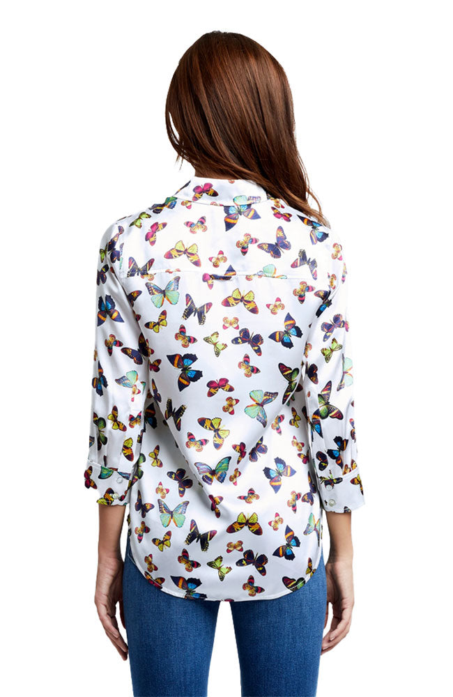 Dani 3/4 Sleeve Blouse in White Multi