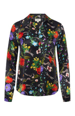 Tyler Long Sleeve Blouse in Black Botanical Snake