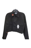 Crop Black Jacket with Organza Floral Back
