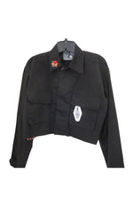 Crop Black Jacket with Organza Floral Back