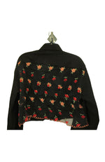 Crop Black Jacket with Organza Floral Back