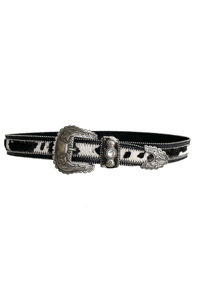 Black & Silver Calf Hair Belt
