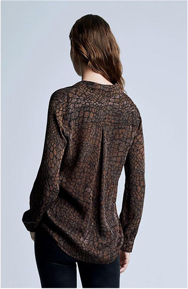 Nina Blouse in Brown Croc