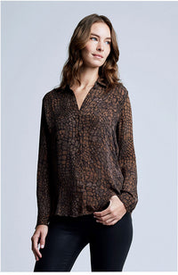 Nina Blouse in Brown Croc