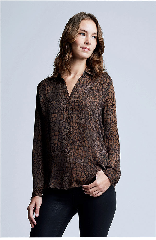 Nina Blouse in Brown Croc