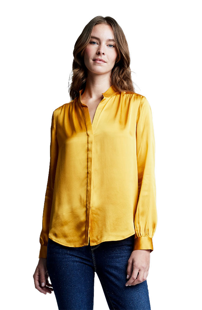 Bianca Band Collar Blouse in Dark Mustard