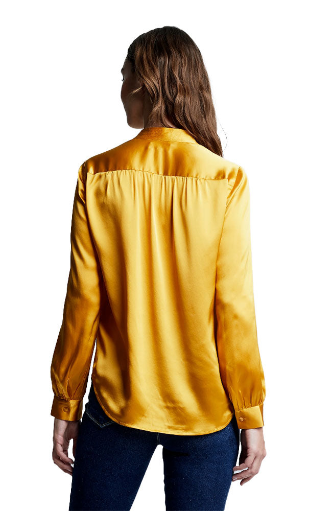 Bianca Band Collar Blouse in Dark Mustard