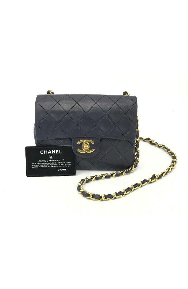 Chanel Lambskin Quilted Navy Condition B