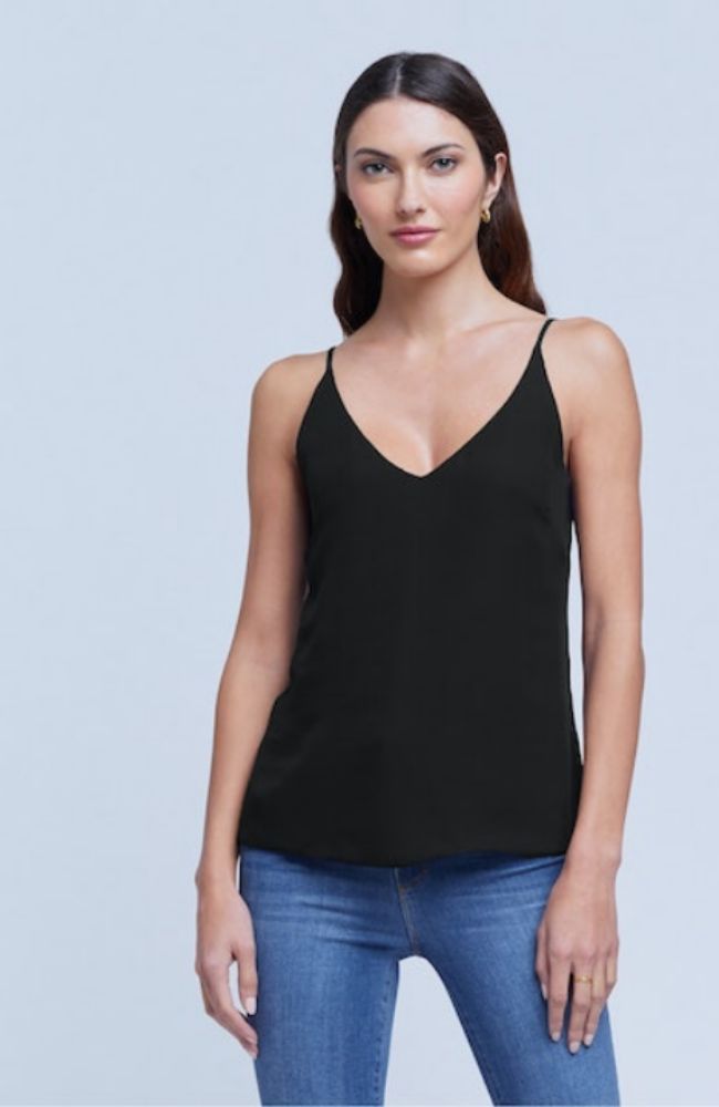 Gabriella V Neck Tank in Black
