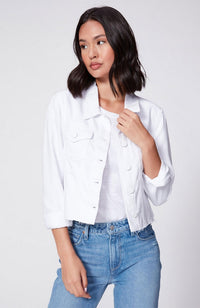 Vivienne Raw Hem Jacket in Crisp White