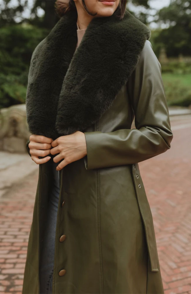 Liv Leather Coat Fur Collar