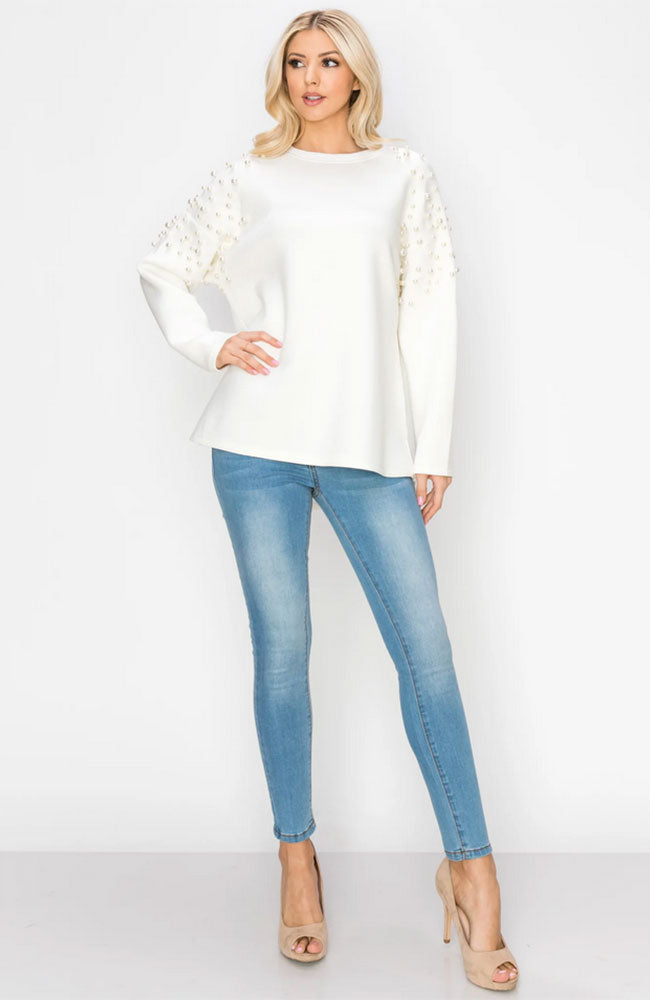 Fiona Pearl Top in White