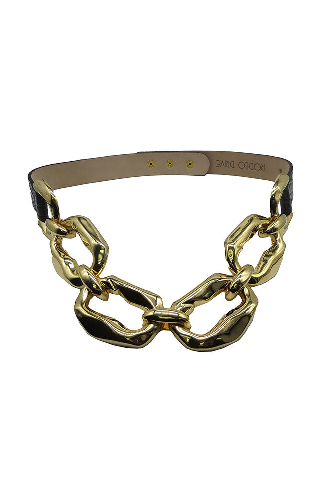 Black Oversized Gold Link Belt