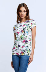 Ressi SS Crew White Floral