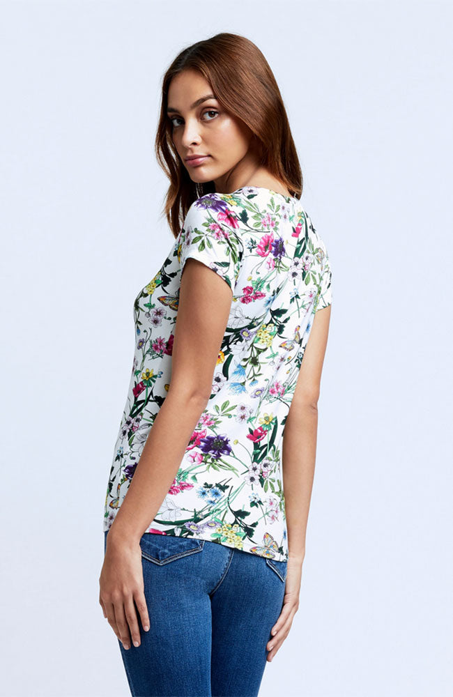 Ressi SS Crew White Floral