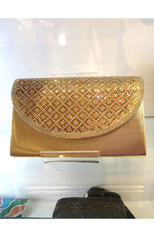 Gold Crystal Embellished Clutch