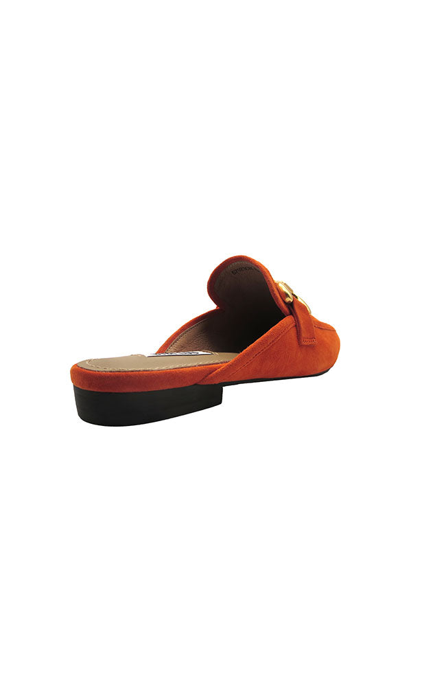 Orange Suede Slide with Buckle