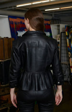 Brie Burnished Leather Jacket in Black
