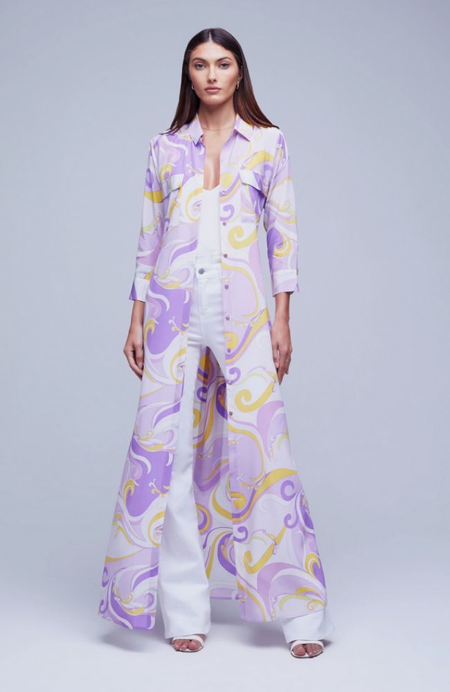 Cameron Long Shirt Dress in Orchid
